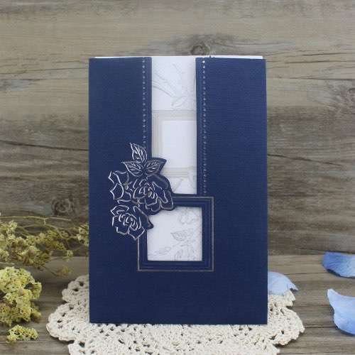 Dark Blue Invitation Card Cheap Wedding Invitation Customized 